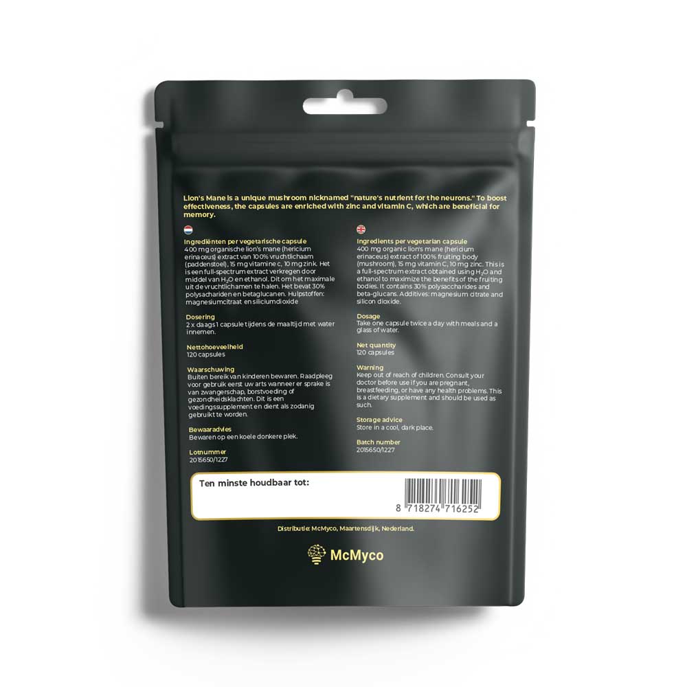 Lion’s Mane Auszug Capsules - Tatanka.nl McMyco_Löwen_Mann_Mockup_achterkant