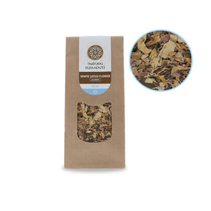 Weiße Lotusblume Vorderansicht + Inhalt