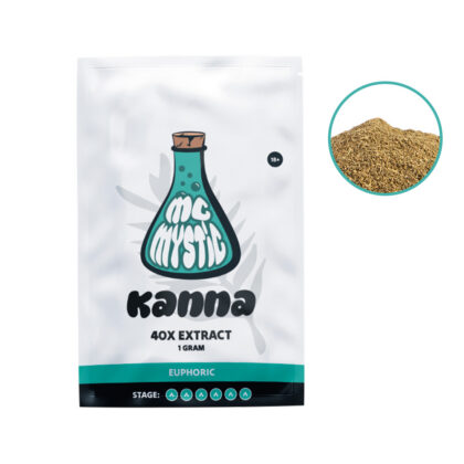 Kanna 40x extract 1 gram mcmystic Front view + contents McMystic