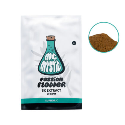 Passion Flower 5x extract 20 gram Front view + contents McMystic